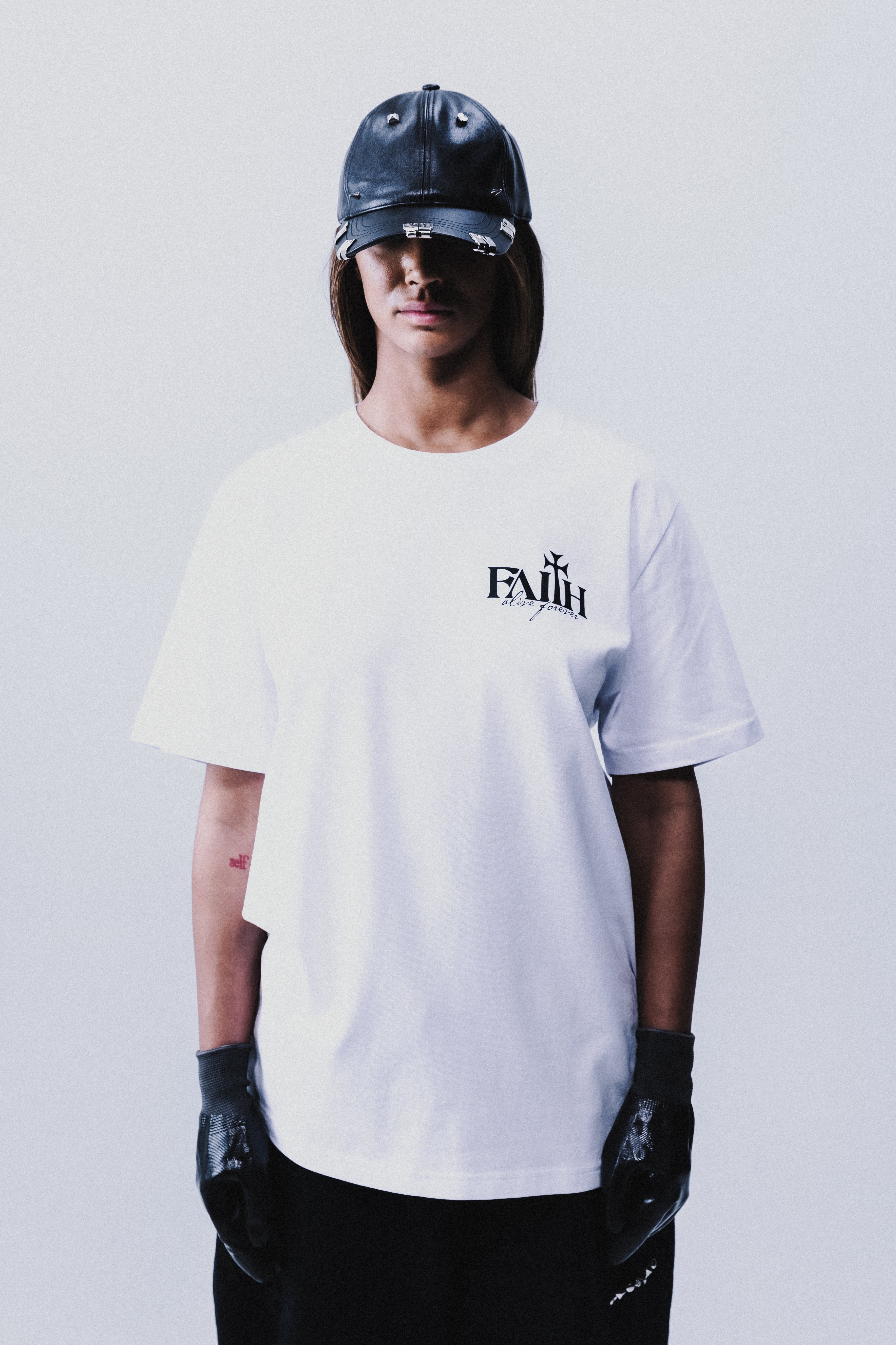Spear White FAF Cross Cassette T-shirt – Faith Alive Forever