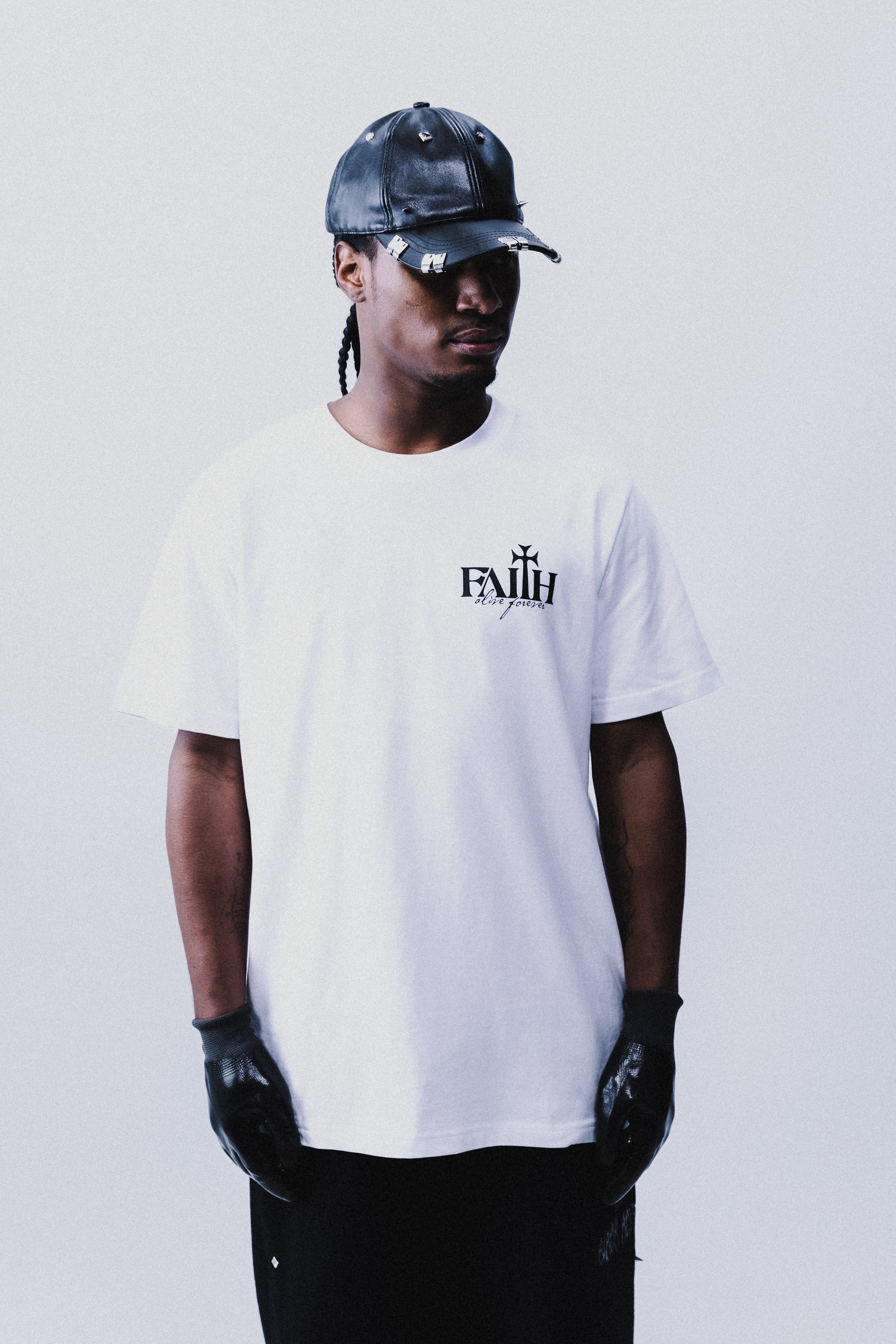 Spear White FAF Cross Cassette T-shirt – Faith Alive Forever